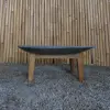  Product image 3 of the product “Unique round flat Table, made from Riverstone slate with teak feet, approx dia. 80cm, 30cm height and 6cm thickness ”